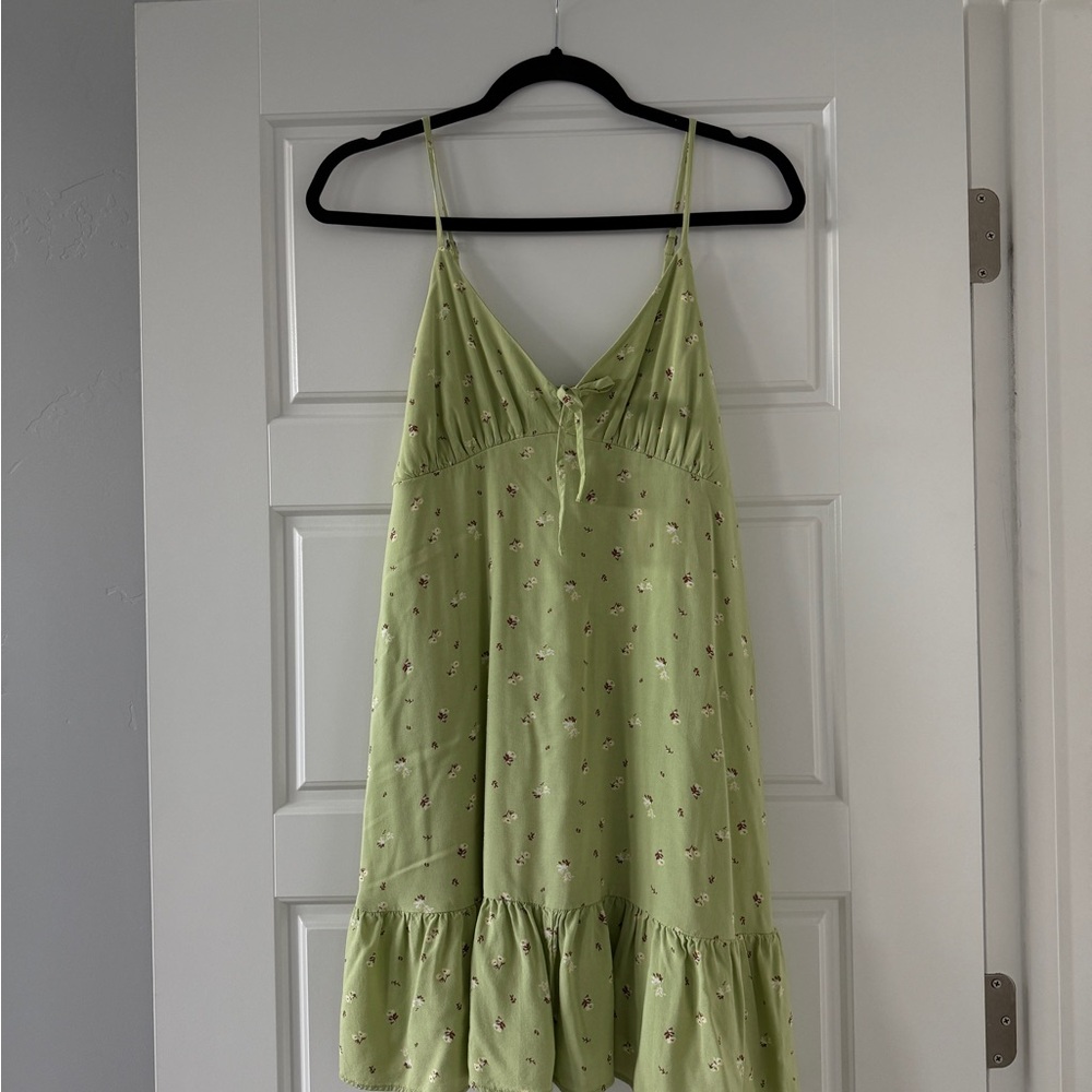 Abound Light Green Dress with Floral Design